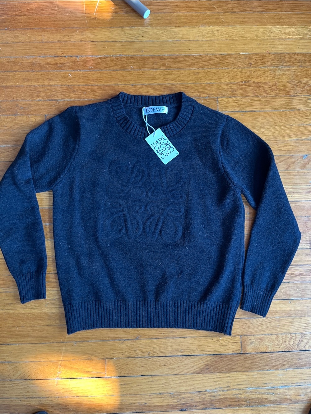 Loewe Black Embossed Logo Crewneck Sweater - Men